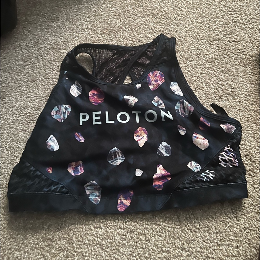 Peloton Black and Multicolor Sports Bra